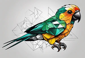 geometric black headed caique parrot tattoo idea