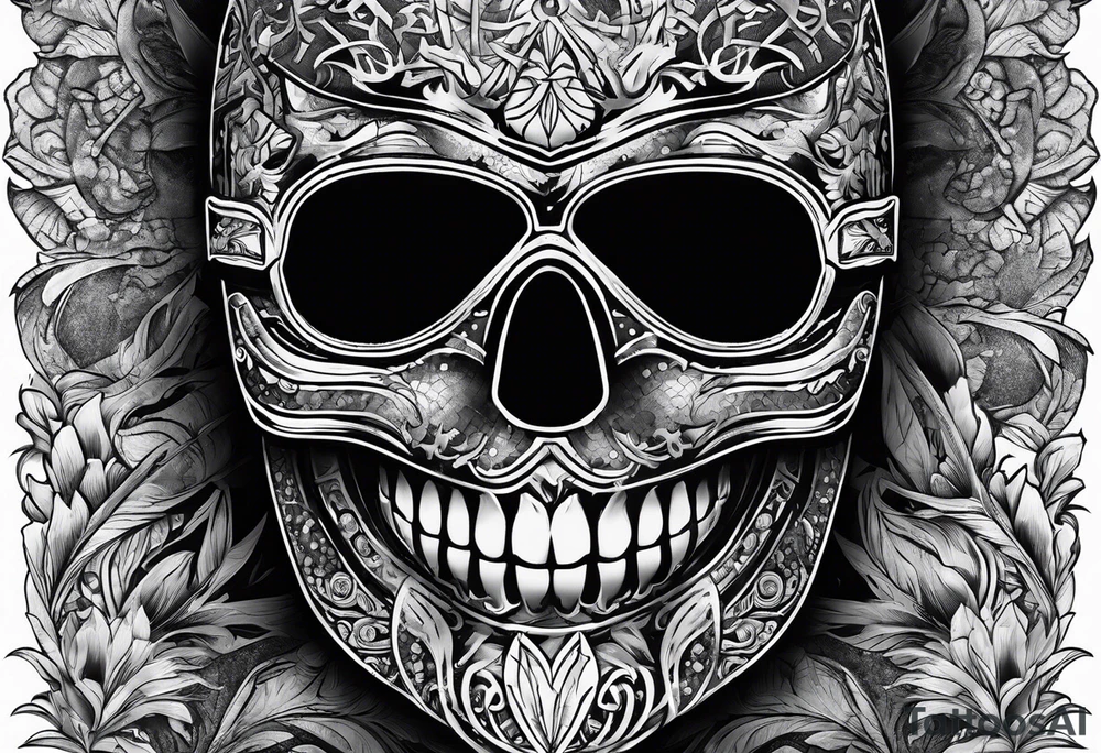 Ski mask biting money tattoo idea