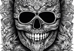 Ski mask biting money tattoo idea