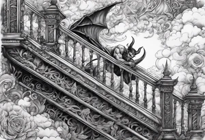 Devil laying on the stairway to heaven tattoo idea
