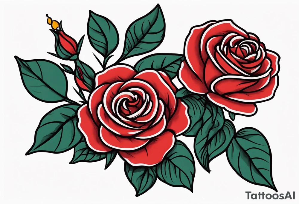 traditional roses red tattoo idea