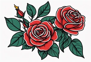 traditional roses red tattoo idea