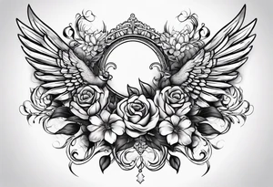 sleeve tattoo full guns and flowers and wings tattoo idea
