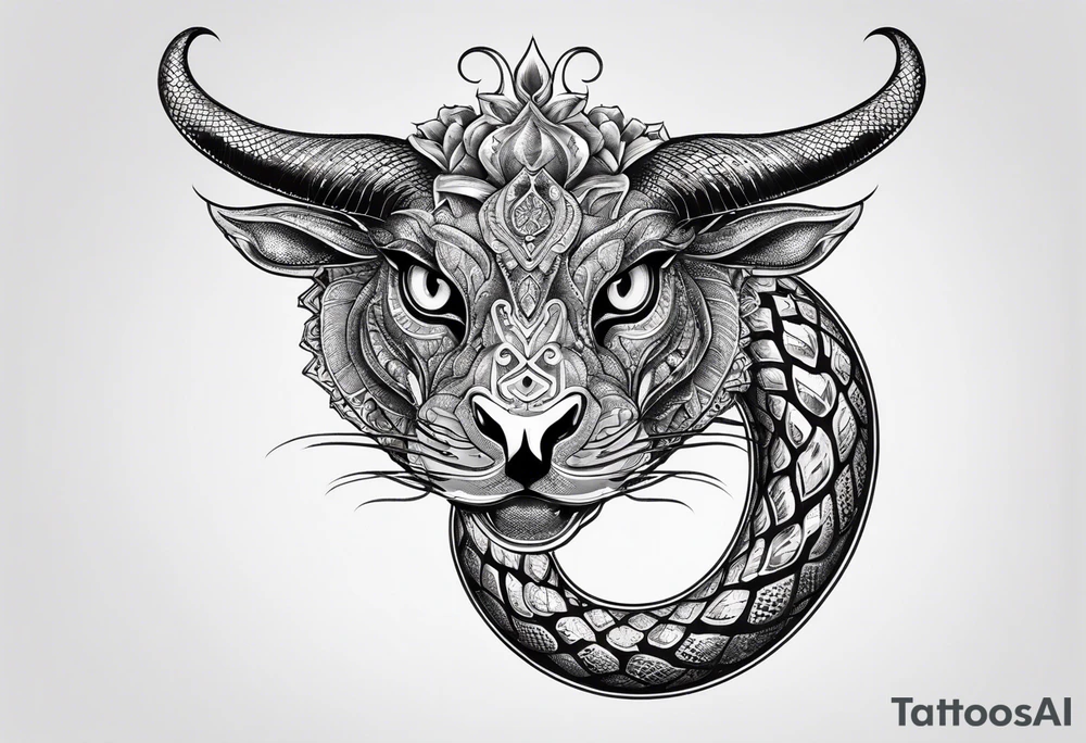 Python with horned head tattoo idea