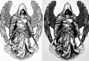 Arch angel Michael with sword hood tattoo idea
