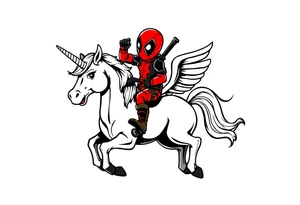 Deadpool riding unicorn tattoo idea