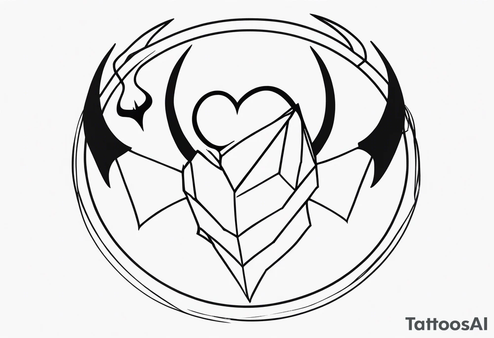 broken heart, halo, devil horns, small tattoo idea
