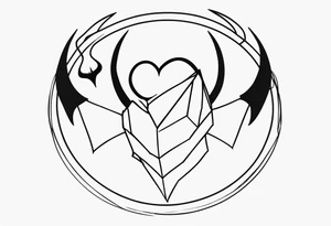 broken heart, halo, devil horns, small tattoo idea