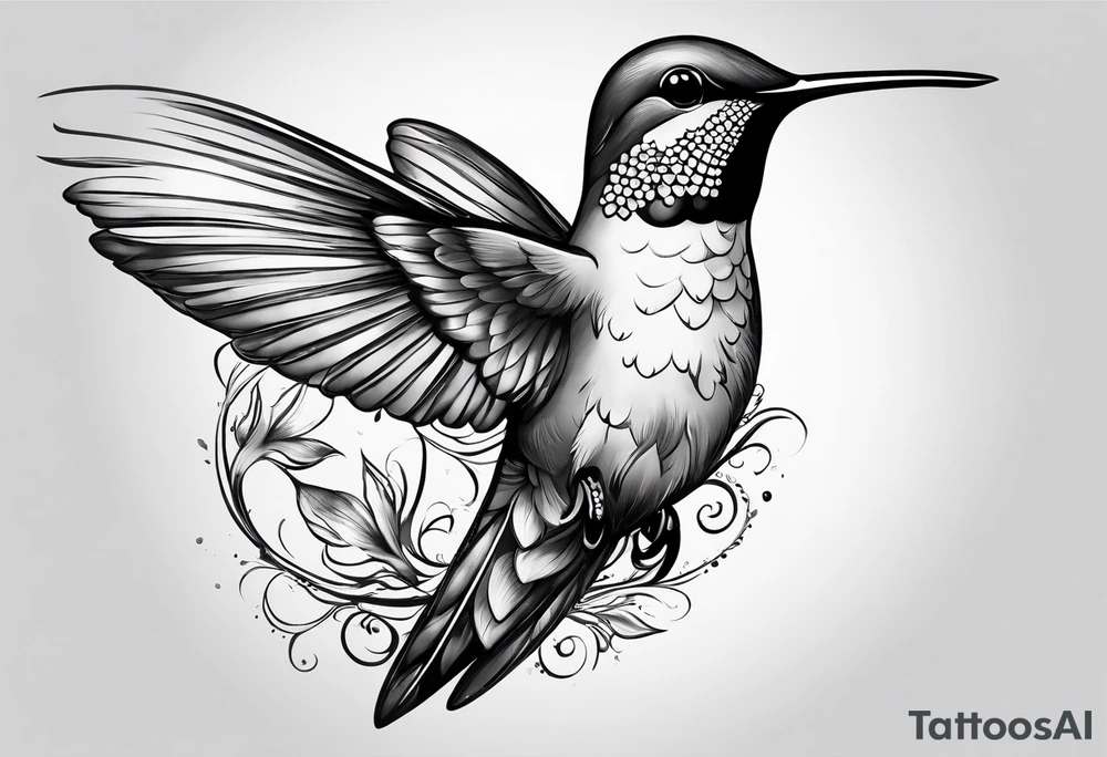 death in a shape of a humming bird tattoo idea
