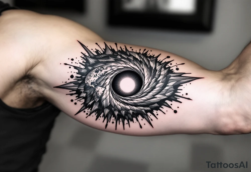 2 different worlds on both sides of a black hole tattoo idea