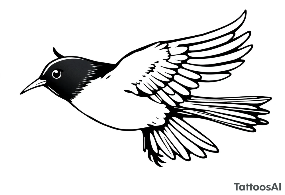 Male European Blackbird flying tattoo idea tattoo idea