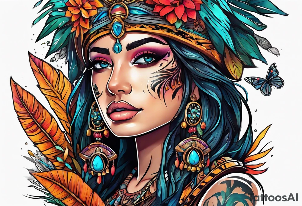 Colorful cenote tattoo idea
