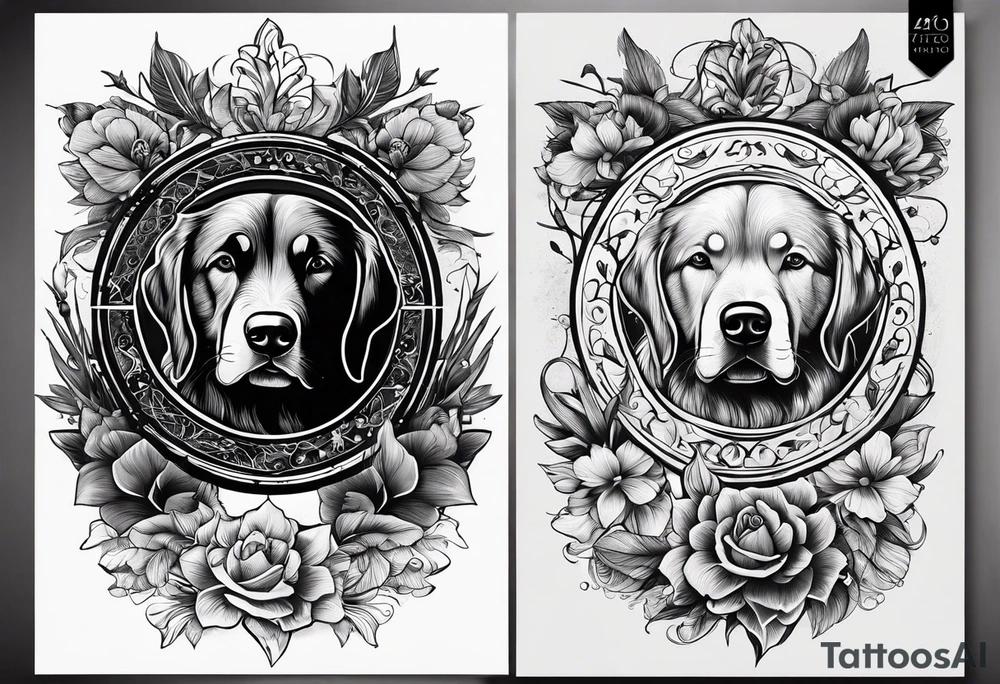 erstelle in tattoo mit den koordination der Insel sylt und den Initialen L und C sowie einer Hundepfote tattoo idea