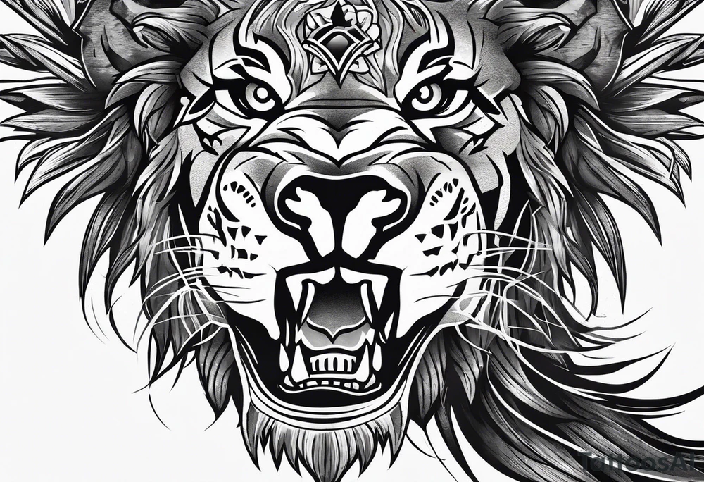 Lion and skull tattoo idea