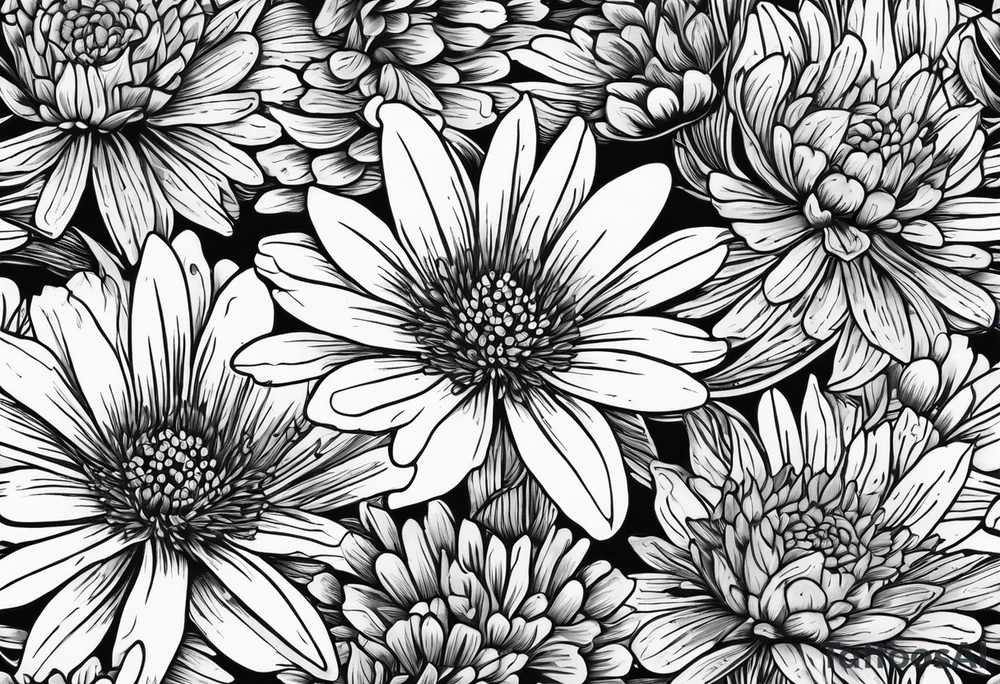 Aster flowers - sea rocket flowers with a cardinal around the words Dad tattoo idea