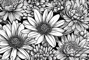 Aster flowers - sea rocket flowers with a cardinal around the words Dad tattoo idea