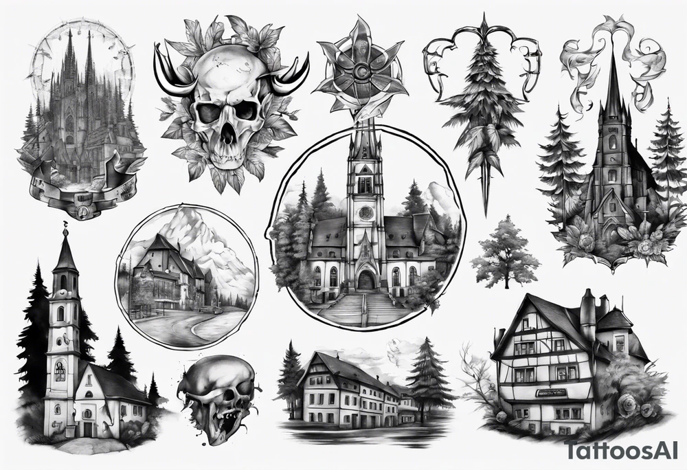 Blackforest freiburg city tattoo idea