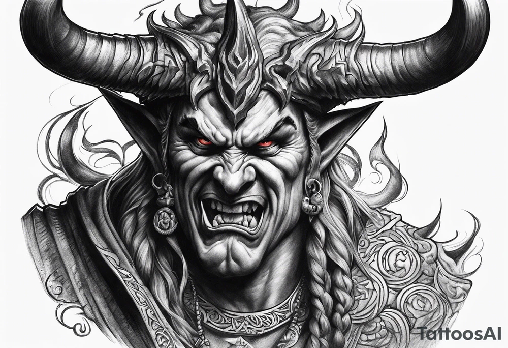 Satan knocked down tattoo idea