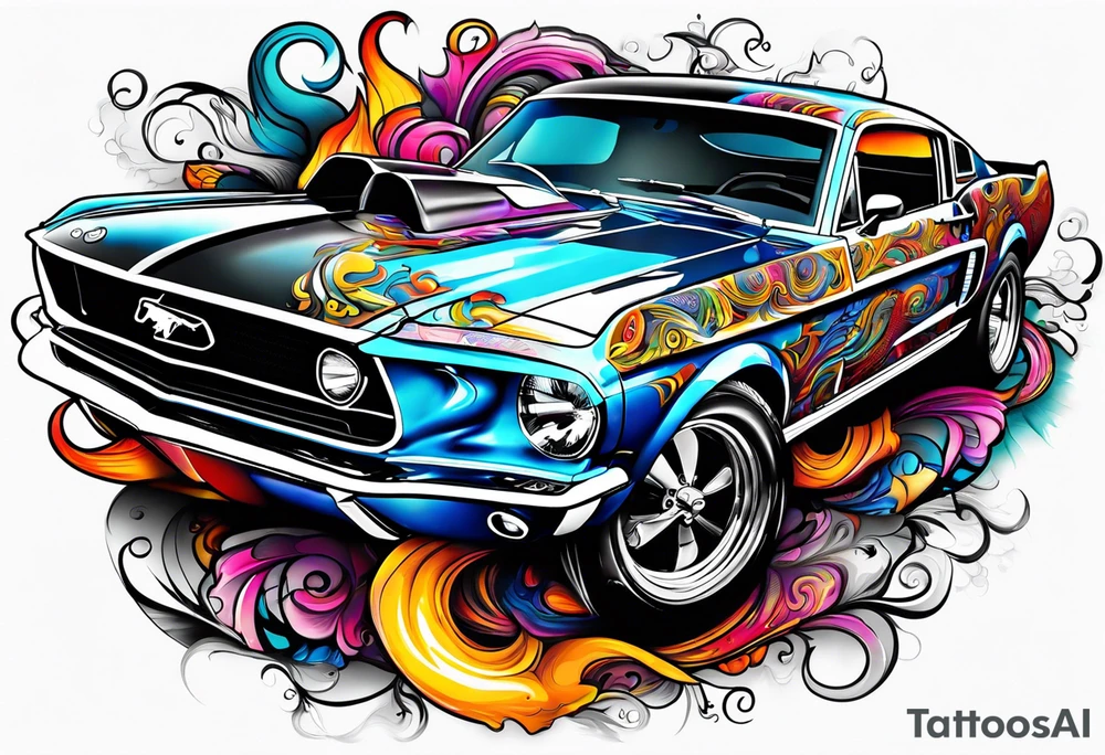 eyeball scorpion ford mustang burnout tattoo idea