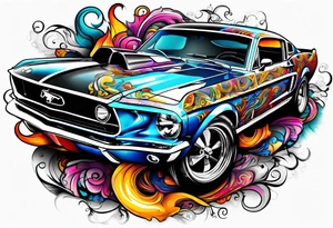 eyeball scorpion ford mustang burnout tattoo idea