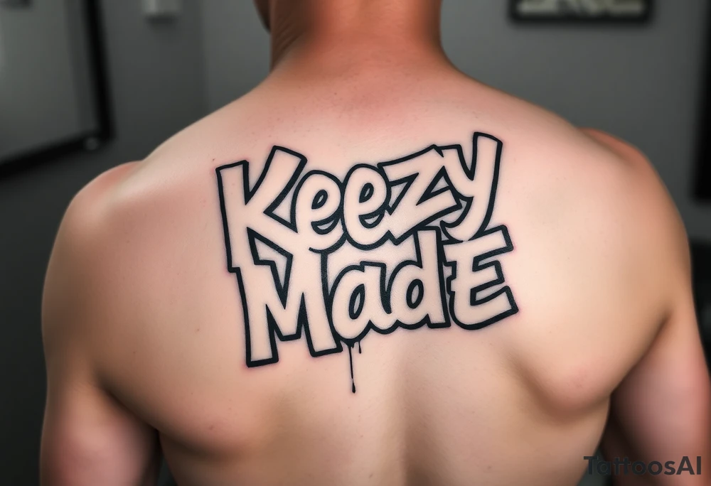 Graffiti spray paint style big fat hollow bubble style lettering as one  (KeezY MadE) tattoo idea
