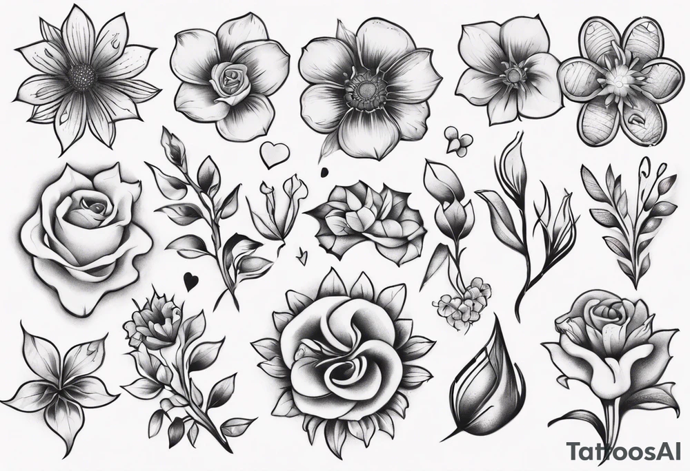 Flowers and love tattoo idea