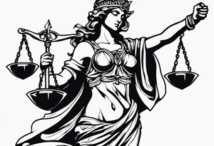 Back and gray lady justice tattoo idea
