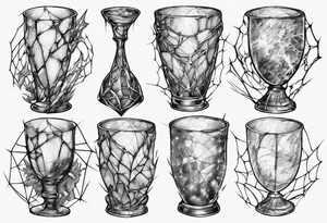 Shattered glass goblet tangled spiderweb dragon scales tattoo idea