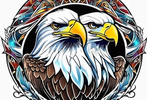 two bald eagles around a heart tattoo idea