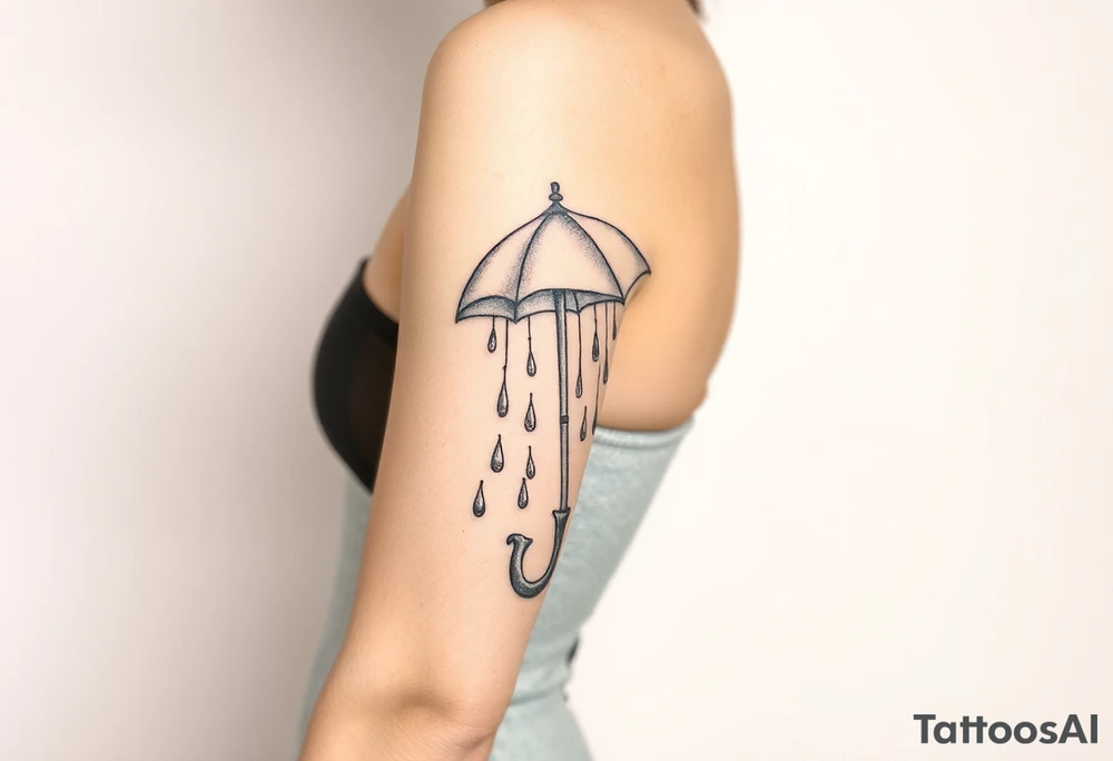 A snowflake melting and turning into rain drops and the rain drops cascading over and umbrella tattoo idea