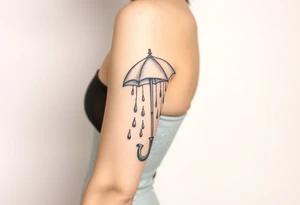 A snowflake melting and turning into rain drops and the rain drops cascading over and umbrella tattoo idea