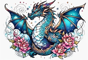 Constellation, dragon kawaii young ,snowflake tattoo idea