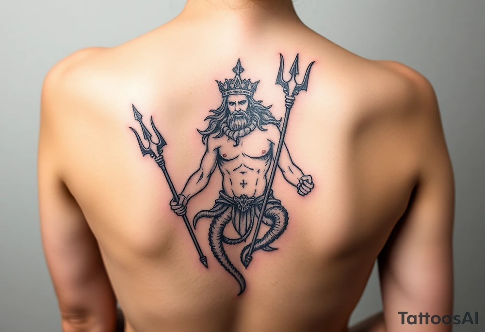 Neptune with trident tattoo idea