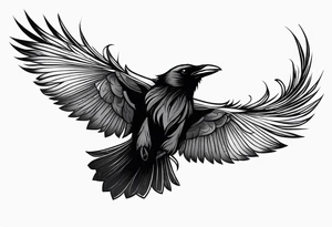black raven roaring in the sky tattoo idea