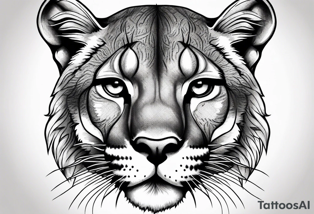 mountain lion face tattoo idea
