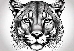 mountain lion face tattoo idea