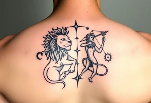Leo zodiac sign and Sagittarius together tattoo idea