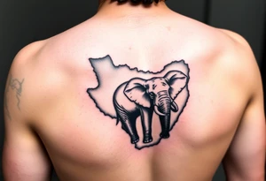tattoo combining map of South Africa and elephant tattoo idea