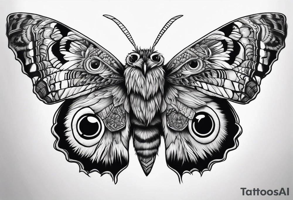 Dead head moth with owl eyes tattoo idea