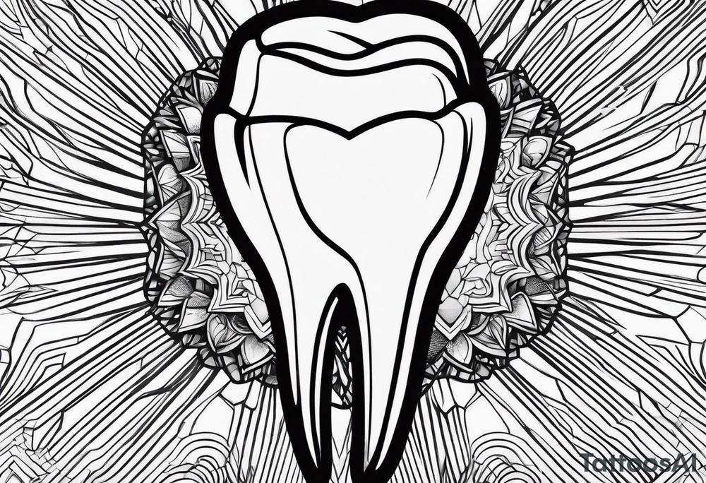 a simple outline of a tooth, white and shiny, geometrical tattoo idea