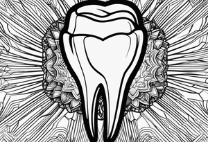 a simple outline of a tooth, white and shiny, geometrical tattoo idea