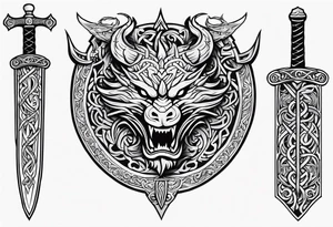 Viking sword Valhalla sheild dragon tattoo idea