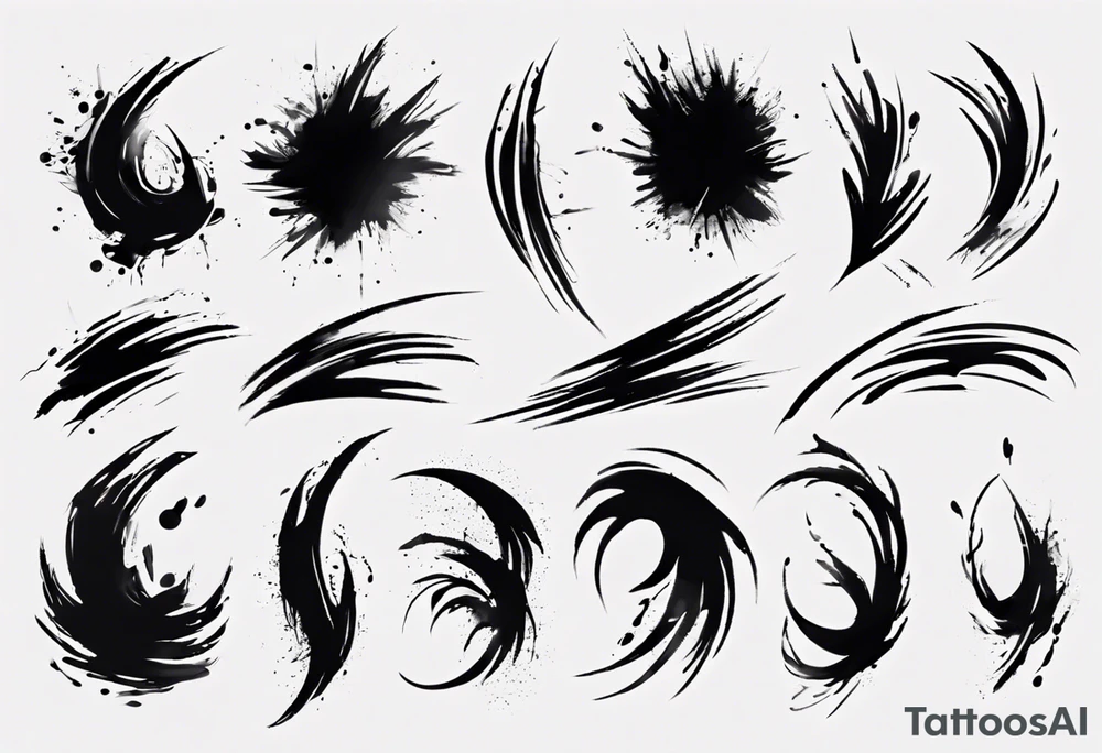 A lot of Brush stroke lines tattoo idea