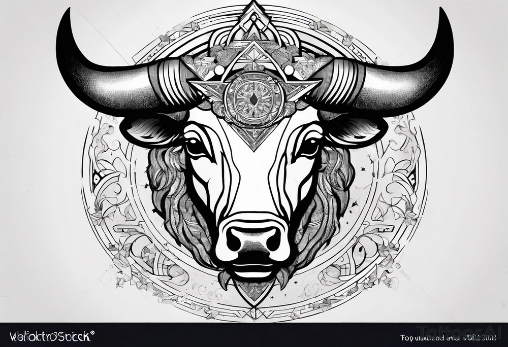 I want a Taurus head with the planets positions on May 20th, 1989. With an arrow splitting the head tattoo idea