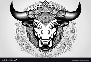I want a Taurus head with the planets positions on May 20th, 1989. With an arrow splitting the head tattoo idea