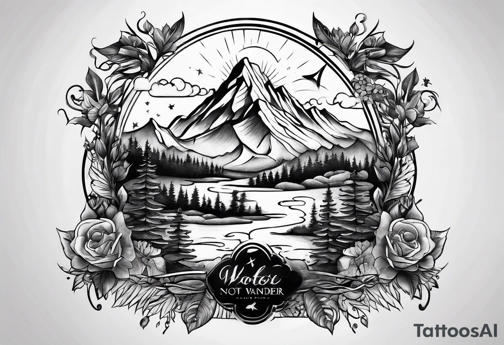 Tattoo describing Not All Those Who Wander Are Lost tattoo idea