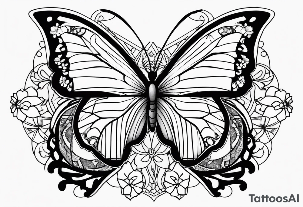 tattoo with 2 medium sized butterflies and the name keonne under it tattoo idea