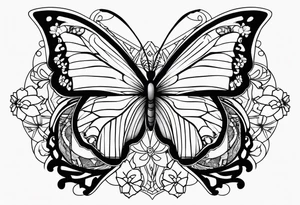 tattoo with 2 medium sized butterflies and the name keonne under it tattoo idea