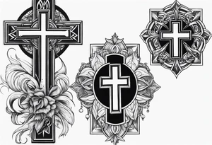3 crosses with shading and a quote around it tattoo idea