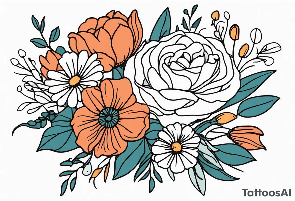 flower bouquet tattoo idea